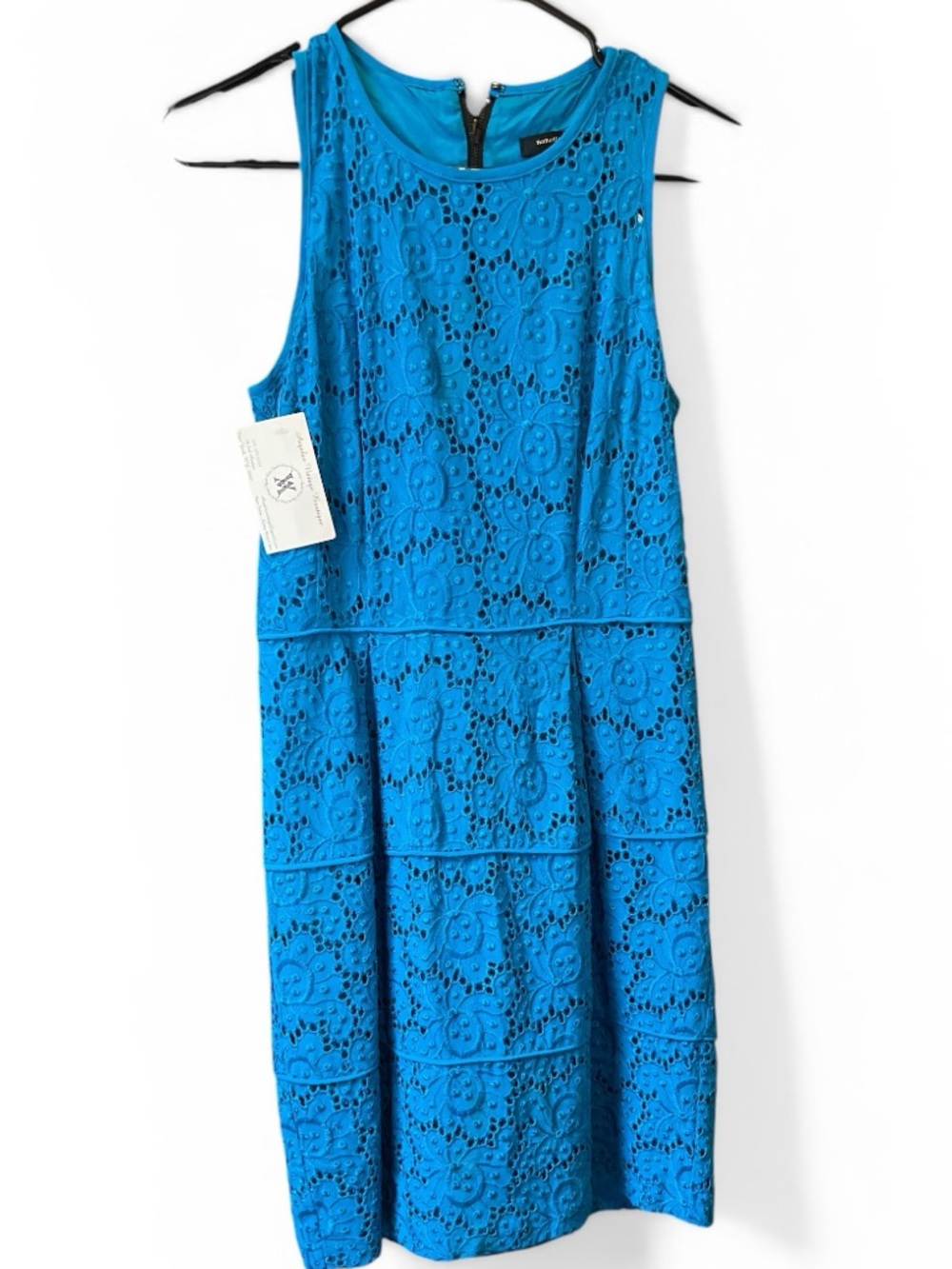 TT3 Nanette Lepore Bright Teal Lace Fit-and-Flare Dress 2